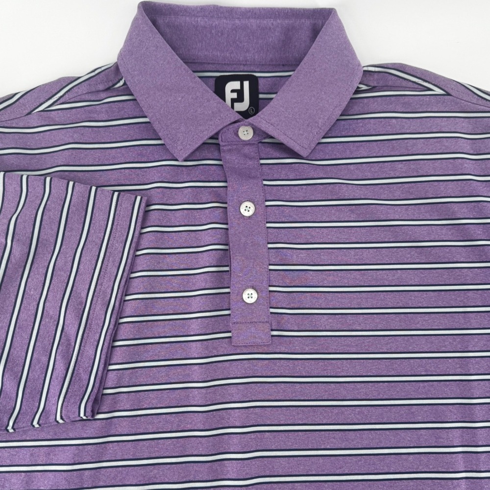 FootJoy Mens L Purple Striped Performance Golf Polo Shirt FJ